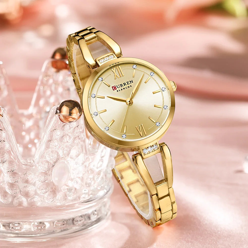 “Luxury Quartz Watch, Rhinestones, Stainless Steel Band, Fashionable Women’s Charming Wristwatch.”