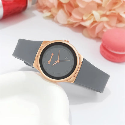 “Simple Roman Numerals Quartz Watch, Casual Silicone Strap, Stylish Ladies’ Wristwatch.”