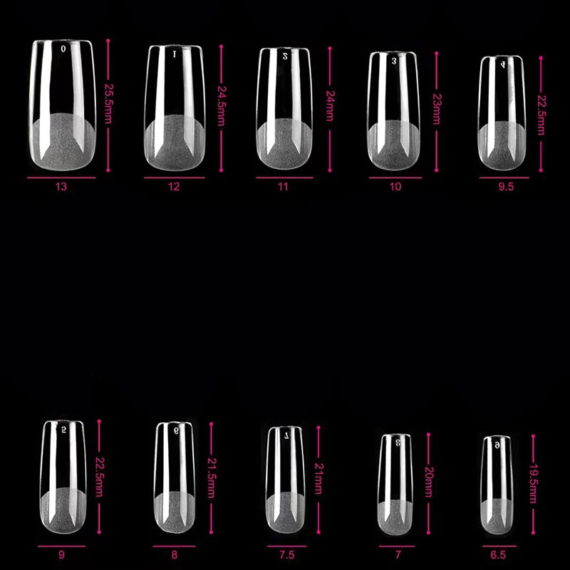 “120Pcs Clear Square Nail Tips, Full-Cover False Nails for Extensions.”
