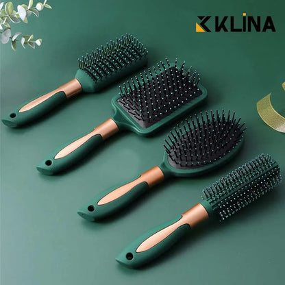 “KLINA hair massage air cushion brush, detangles, anti-static, salon styling tool.”