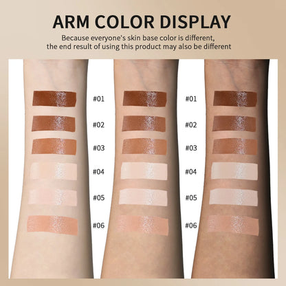 “Smooth Foundation Stick: High Coverage, Skin-Boosting Balm Serum, Travel-Friendly Bronze Tint.”