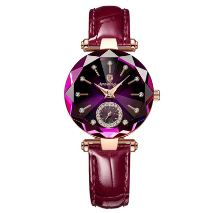 “Luxury Waterproof Leather Women’s Watch, Quartz Movement, Elegant Fashion Gift.”
