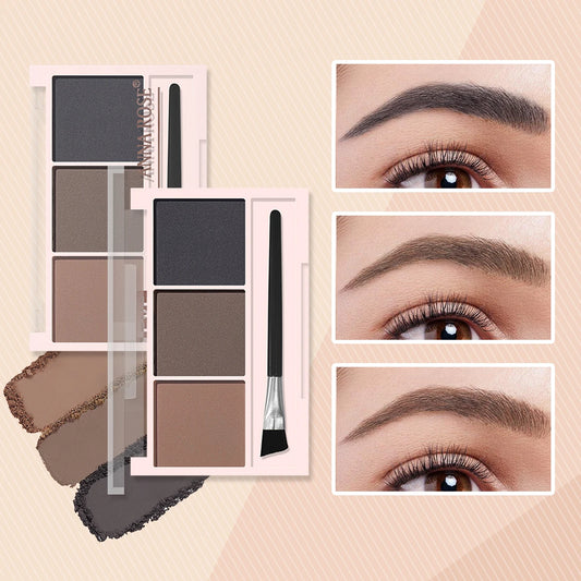 “Three-color waterproof eyebrow powder, natural, long-lasting, sweat-proof, 3D eyebrow shaping.”