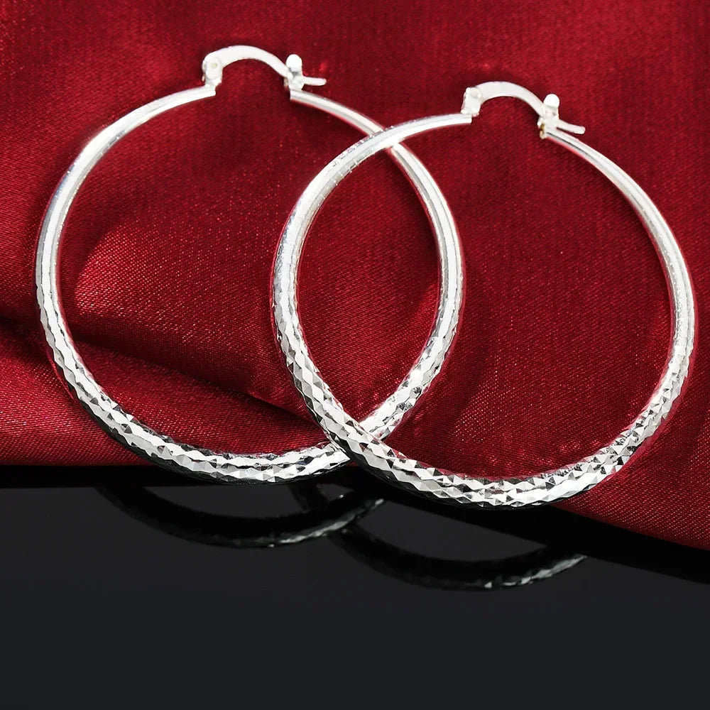 “925 Sterling Silver Circle Hoop Earrings - 5CM Fashion Jewelry for Women.”