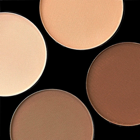 “6-color contour palette: face sculpting, highlight, bronzer with brush.”