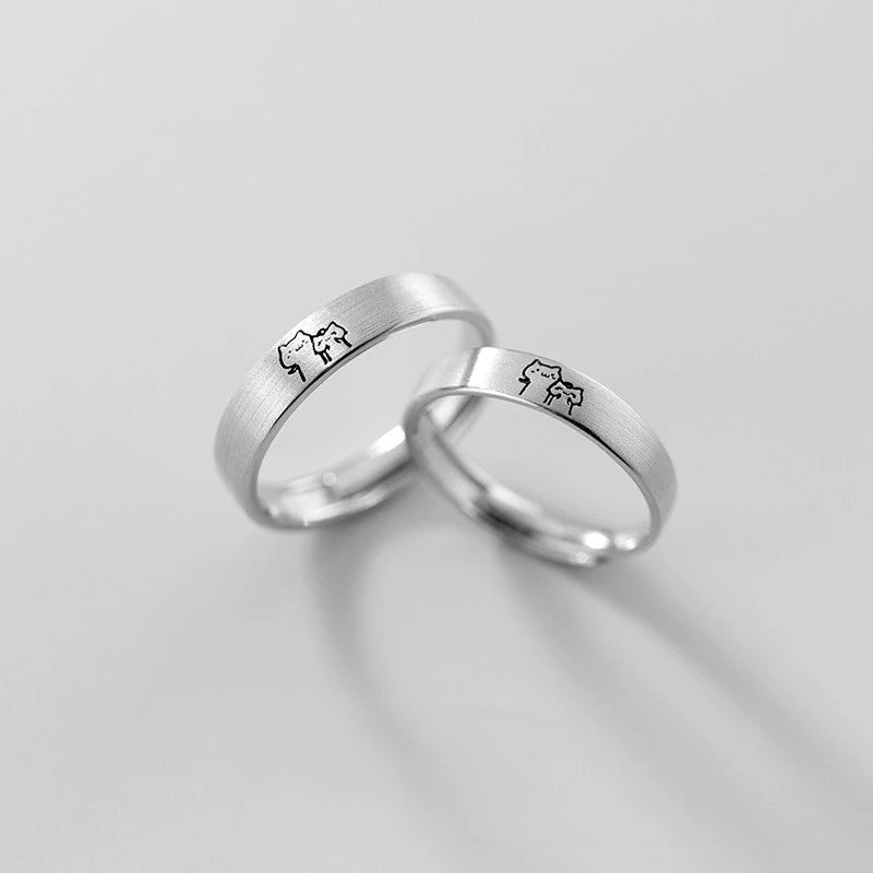 “Simple Couple Rings - Silver Sun & Moon Adjustable Open Ring for Men & Women.”