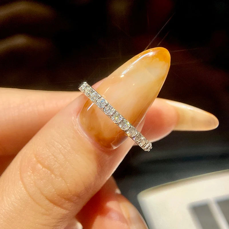 "GRA Tested Moissanite Ring, Matching Wedding Diamond Band for Women, 925 Sterling Silver Crown Ring."