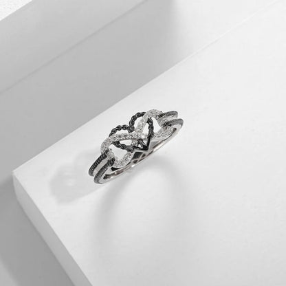"Black Rose Gold Color Heart Rings Valentine's Day Birthday Gift"