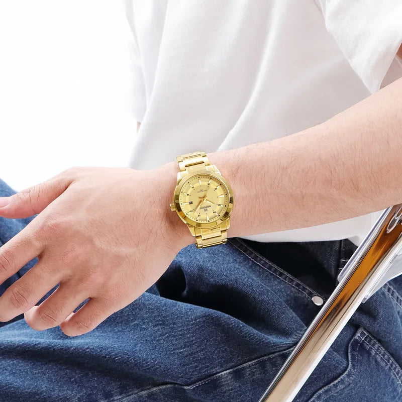 “Top Brand Mens Stainless Steel Quartz Sports Watch Waterproof Luxury Date Clock.”