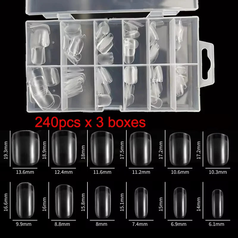 “240Pcs Half Matte XXS Almond Nail Tips Full Cover Soft Gel False Nails”