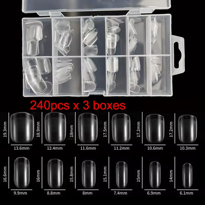 “240Pcs Half Matte XXS Almond Nail Tips Full Cover Soft Gel False Nails”