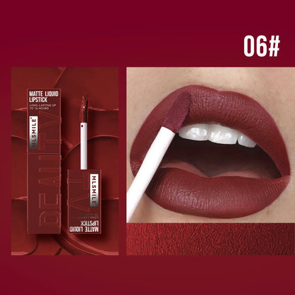 “6-Color Non-Stick Velvet Satin Lip Gloss, Waterproof, Long-Lasting Matte Liquid Lipstick”
