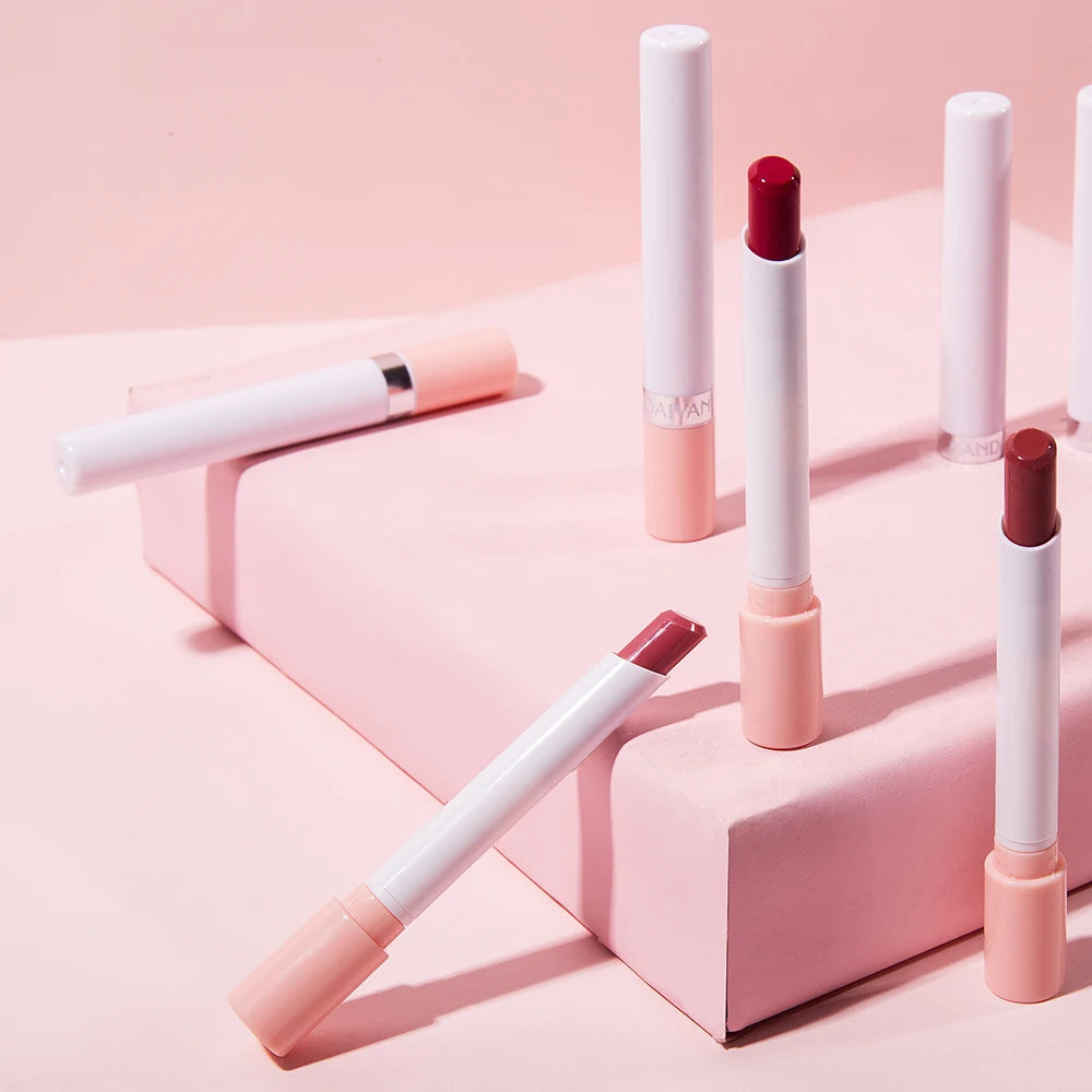 “Matte velvet lipstick set, 4pcs small size, long-lasting color, fade-resistant formula.”