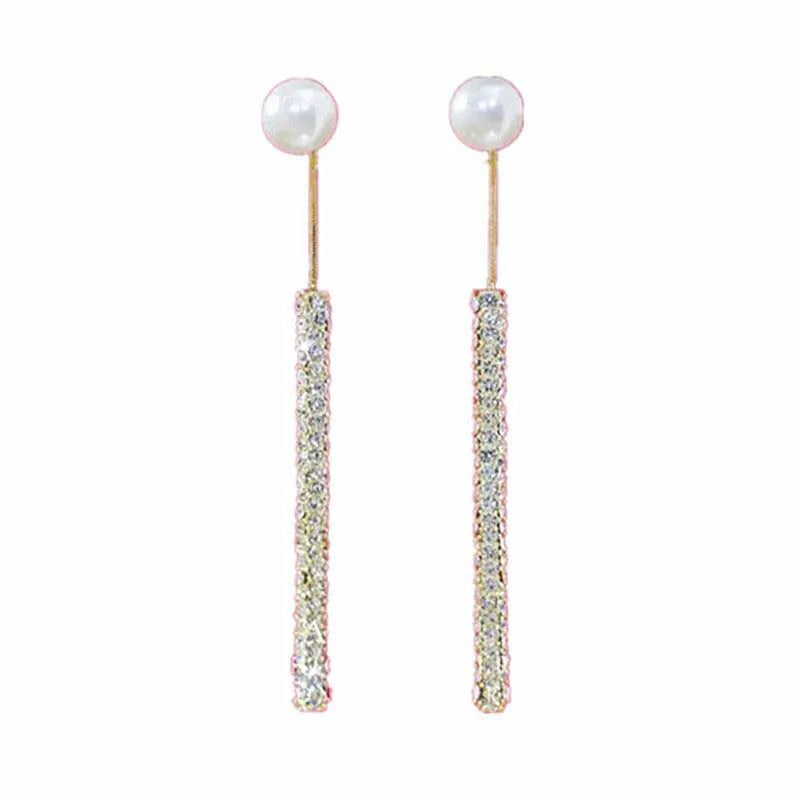 “Korean Tassel Pearl Drop Earrings - Luxury Gold Wedding Jewelry.”