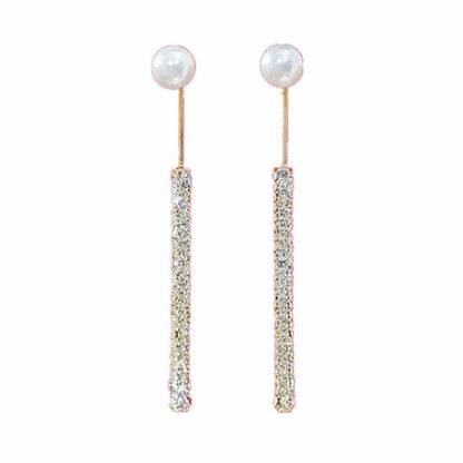 “Korean Tassel Pearl Drop Earrings - Luxury Gold Wedding Jewelry.”
