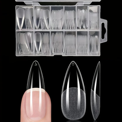 “120Pcs Full Cover Gel Nail Tips, Stiletto, Almond, Square, Coffin French Styles”