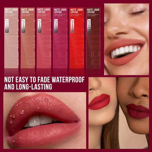 “6-Color Non-Stick Velvet Satin Lip Gloss, Waterproof, Long-Lasting Matte Liquid Lipstick”