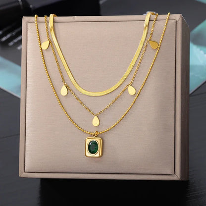 “316L Stainless Steel Heart Necklace - Multilayer Gold Goth Jewelry.”