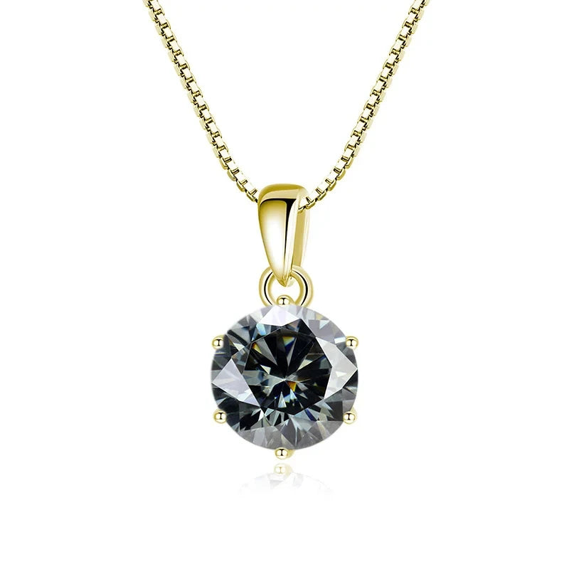 “1CT Real Moissanite Pendant Necklace, Royal Blue, Sterling Silver Wedding Jewelry.”