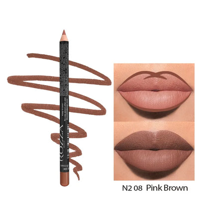 “14-Color Nude Matte Lipstick Pencil – Long-Lasting, Waterproof, High Pigmented Lip Liner”