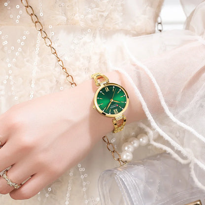 “Luxury Quartz Watch, Rhinestones, Stainless Steel Band, Fashionable Women’s Charming Wristwatch.”