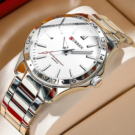 “Men’s Ultra Thin Stainless Steel Quartz Watch Simple Business Casual Fashion.”