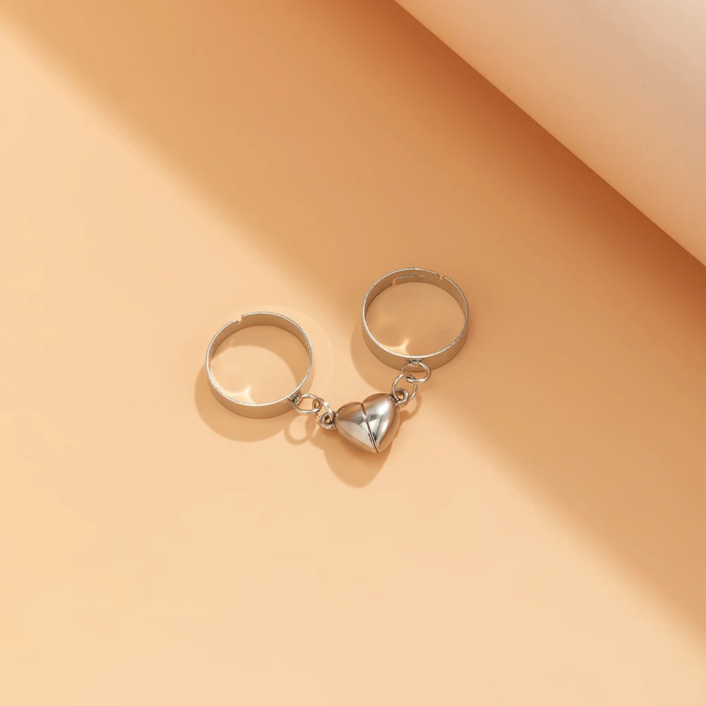 “Simple Couple Rings - Silver Sun & Moon Adjustable Open Ring for Men & Women.”