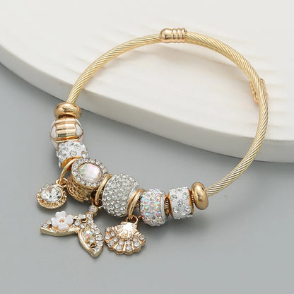 “Fashion Multi-Element Stainless Steel Circle Beaded Love Bracelet, Perfect Women’s Gift”