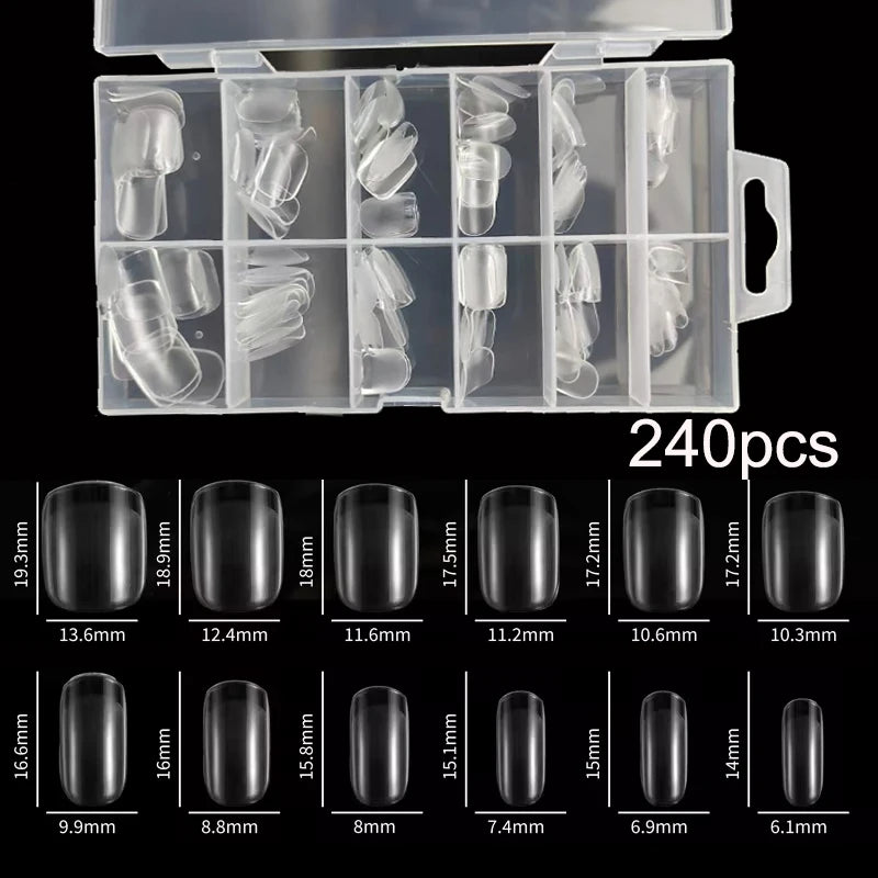 “240Pcs Half Matte XXS Almond Nail Tips Full Cover Soft Gel False Nails”