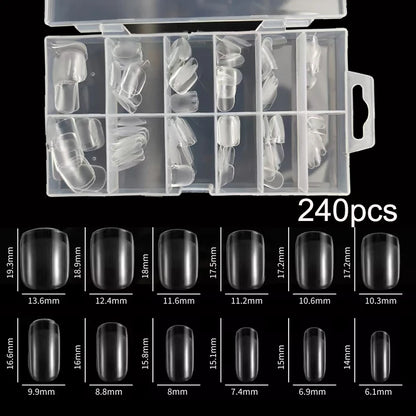 “240Pcs Half Matte XXS Almond Nail Tips Full Cover Soft Gel False Nails”