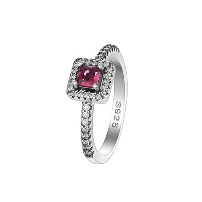 “Red heart 925 sterling silver ring, elegant jewelry for weddings and parties.”