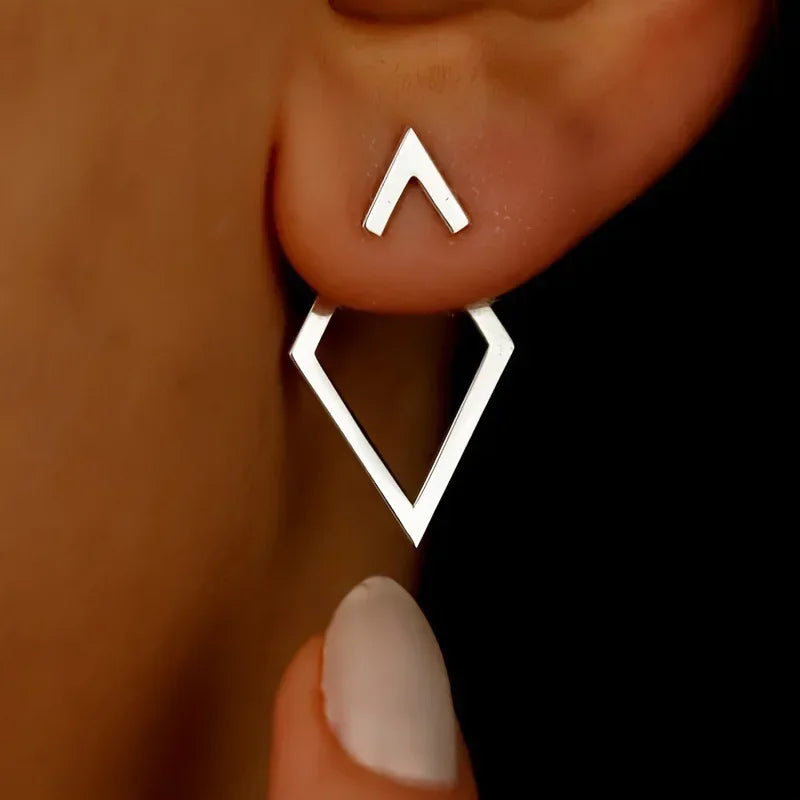 “Retro Geometric Square Triangle Stud Earrings for Women - Fashion Jewelry.”