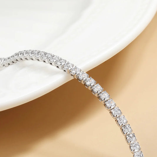 “2mm Moissanite Necklace, Sterling Silver, Gold-Plated, Adjustable Wedding Choker Jewelry.”