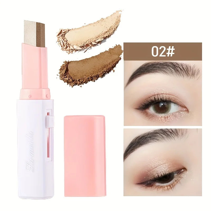 “2-in-1 waterproof highlighter and eyeshadow stick, long-lasting glitter eyeliner.”