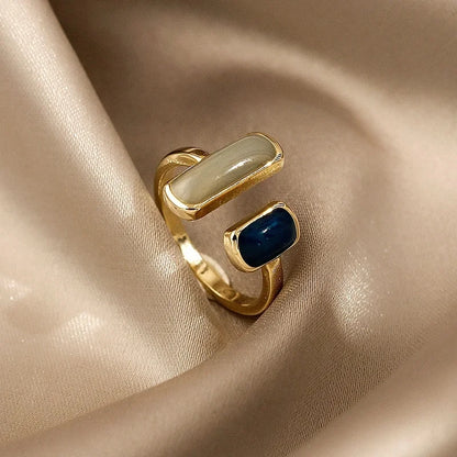 “Adjustable Colorful Drip Glaze Ring for Women - Retro Gold Jewelry.”