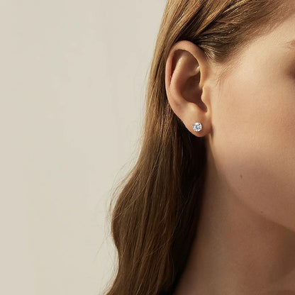 “Rose gold moissanite stud earrings, 0.2-3CT, 925 silver, perfect for weddings.”