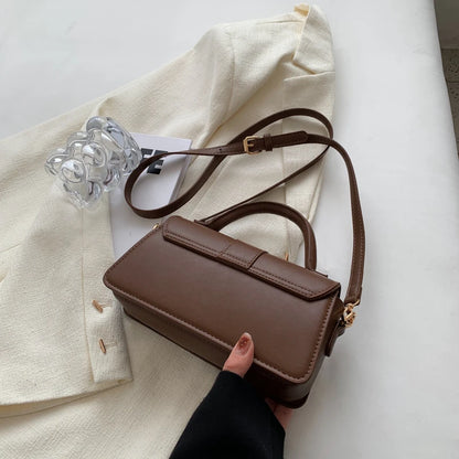 “PU leather shoulder bag, vintage square satchel, fashion crossbody handbag for women, black.”