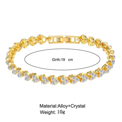 “Luxury Roman Crystal Chain Bracelets for Women, Trendy Rhinestone Charm Bangles”