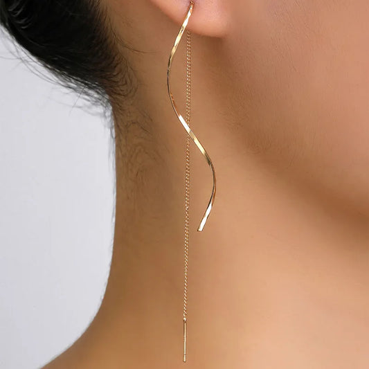 “1 Pair Long Tassel Threader Earrings for Women - Simple Party Jewelry.”