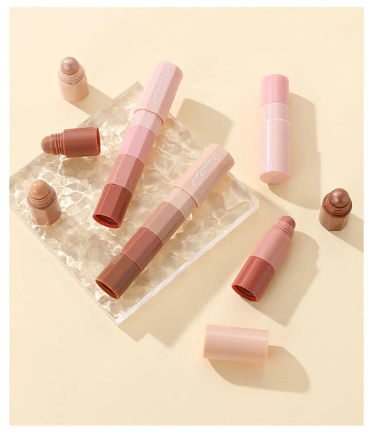 “4-color waterproof, non-smudge, pearlescent eyeshadow pencils for highlighting.”