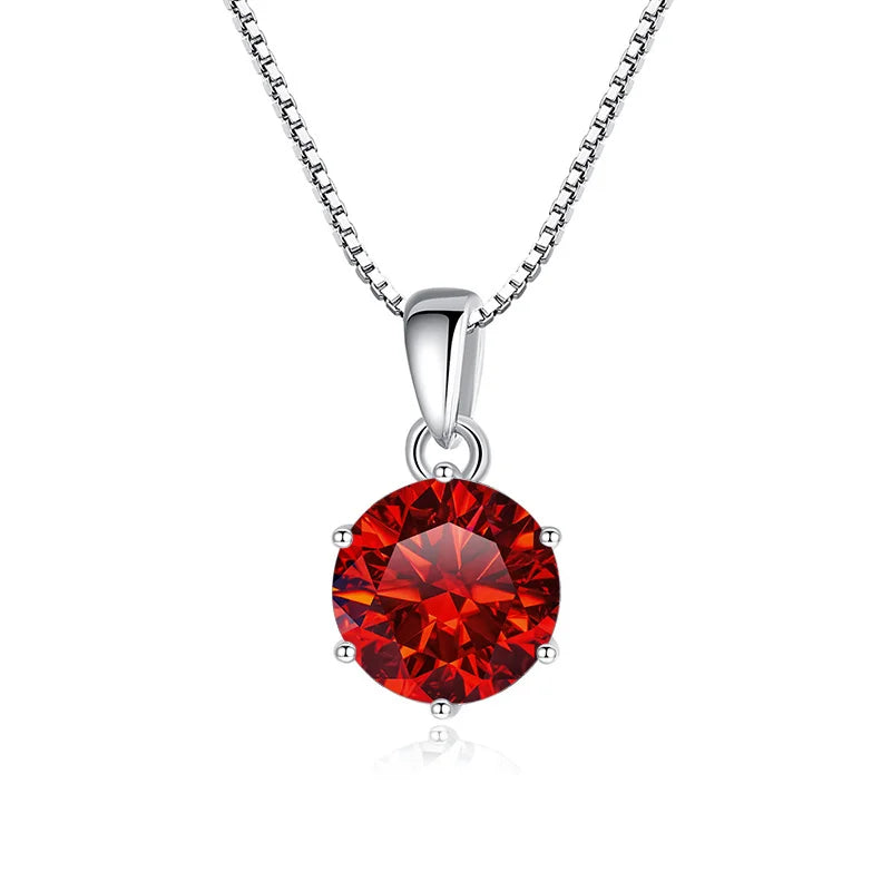 “1CT Real Moissanite Pendant Necklace, Royal Blue, Sterling Silver Wedding Jewelry.”