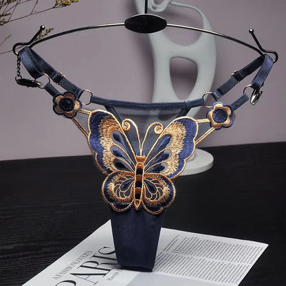 “Sexy Lace Butterfly Thong - Transparent Mesh Low Waist G-String for Women.”