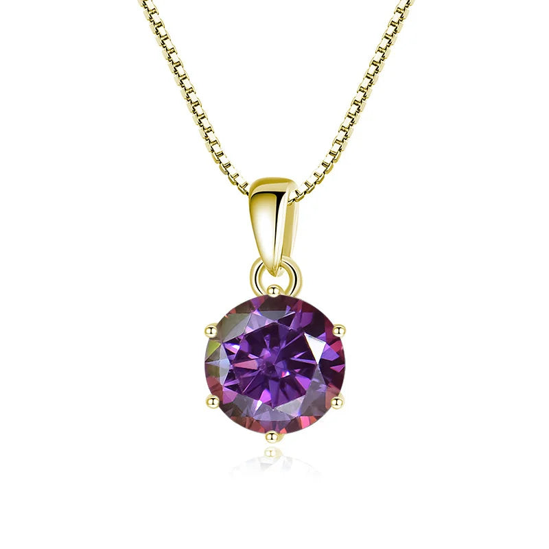 “1CT Real Moissanite Pendant Necklace, Royal Blue, Sterling Silver Wedding Jewelry.”
