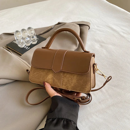 “PU leather shoulder bag, vintage square satchel, fashion crossbody handbag for women, black.”