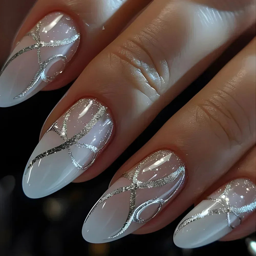 “24Pcs Matte Almond Press-On Nails – Autumn Winter Rose Leaf Design, Full Cover with Glue”