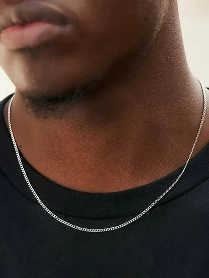“3mm Men’s Cuban Chain Necklace - Simple Stainless Steel Titanium Jewelry.”