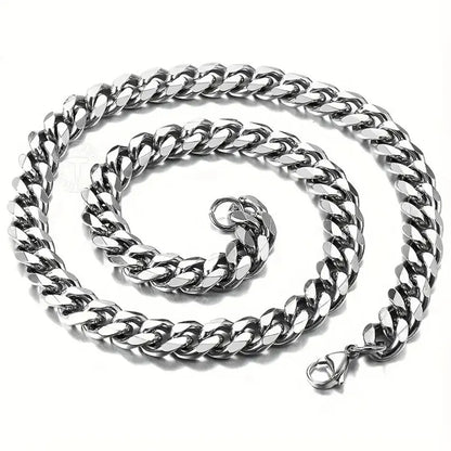 “1pc Men’s Stainless Steel Chain Necklace - Unisex Hip Hop Jewelry.”