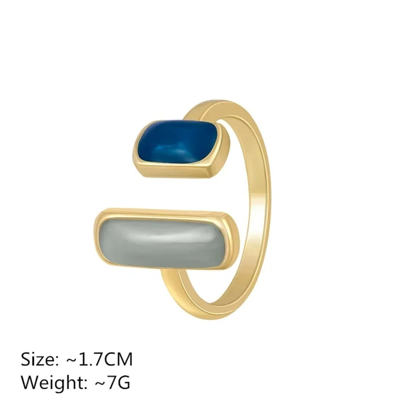 “Adjustable Colorful Drip Glaze Ring for Women - Retro Gold Jewelry.”