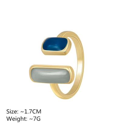 “Adjustable Colorful Drip Glaze Ring for Women - Retro Gold Jewelry.”