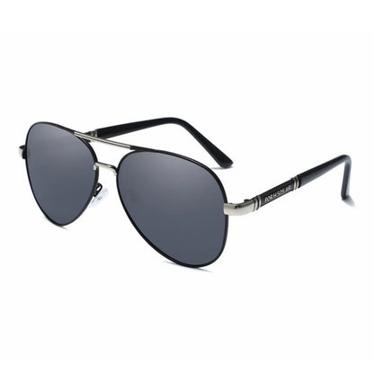 “Polarized aviator sunglasses, lightweight frame, UV400 protection, perfect for fishing and sun.”